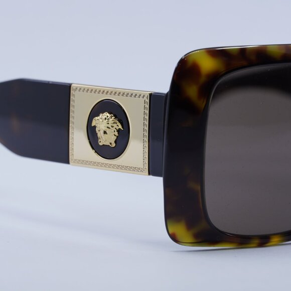 Versace VE4405 108/73 Sunglasses Havana Square Frame, Dark Brown Lenses main image 9